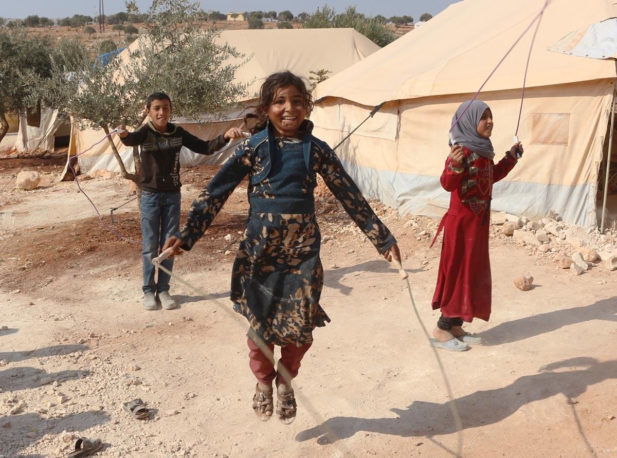 Syrian girl skipping