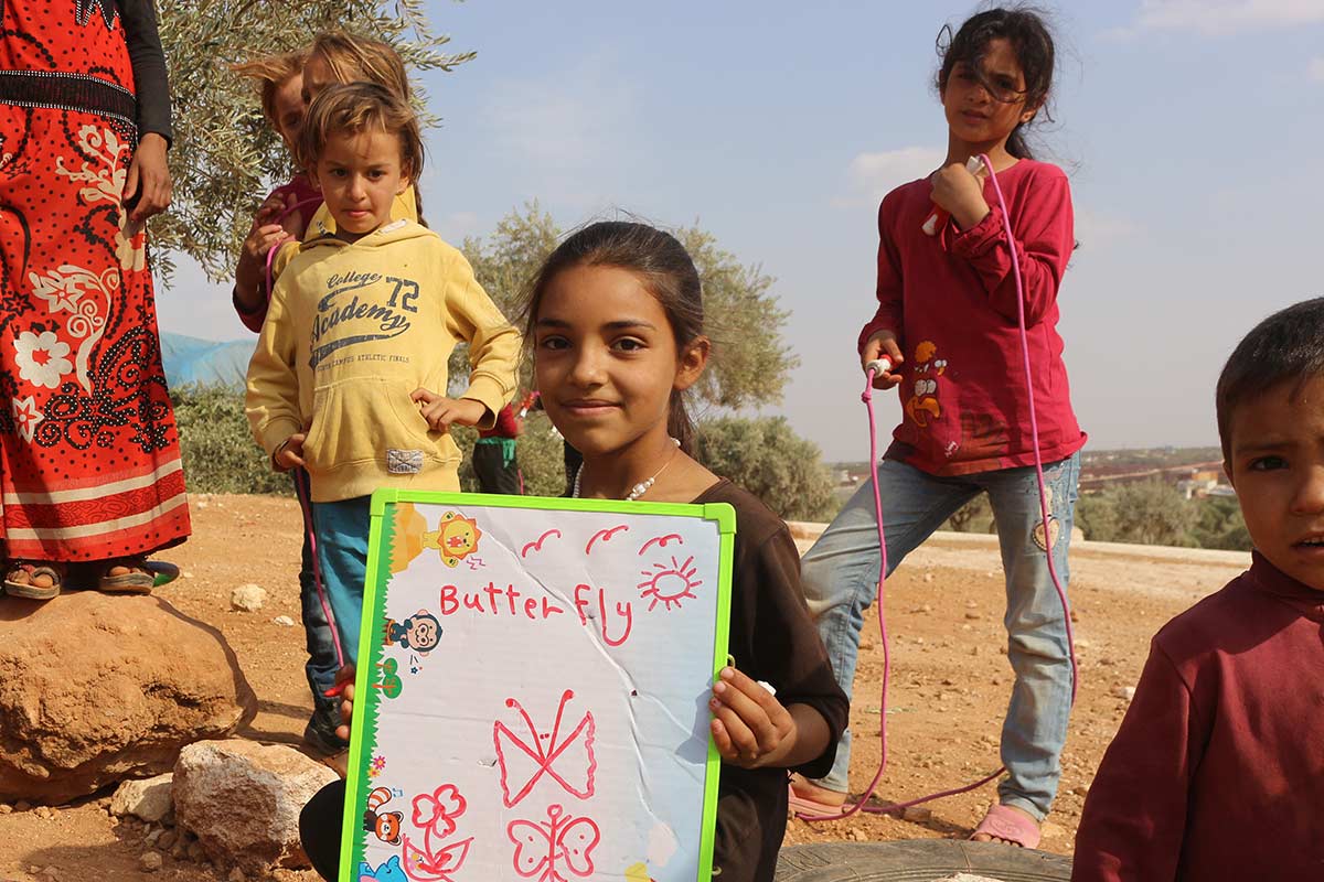 Syrian children learning