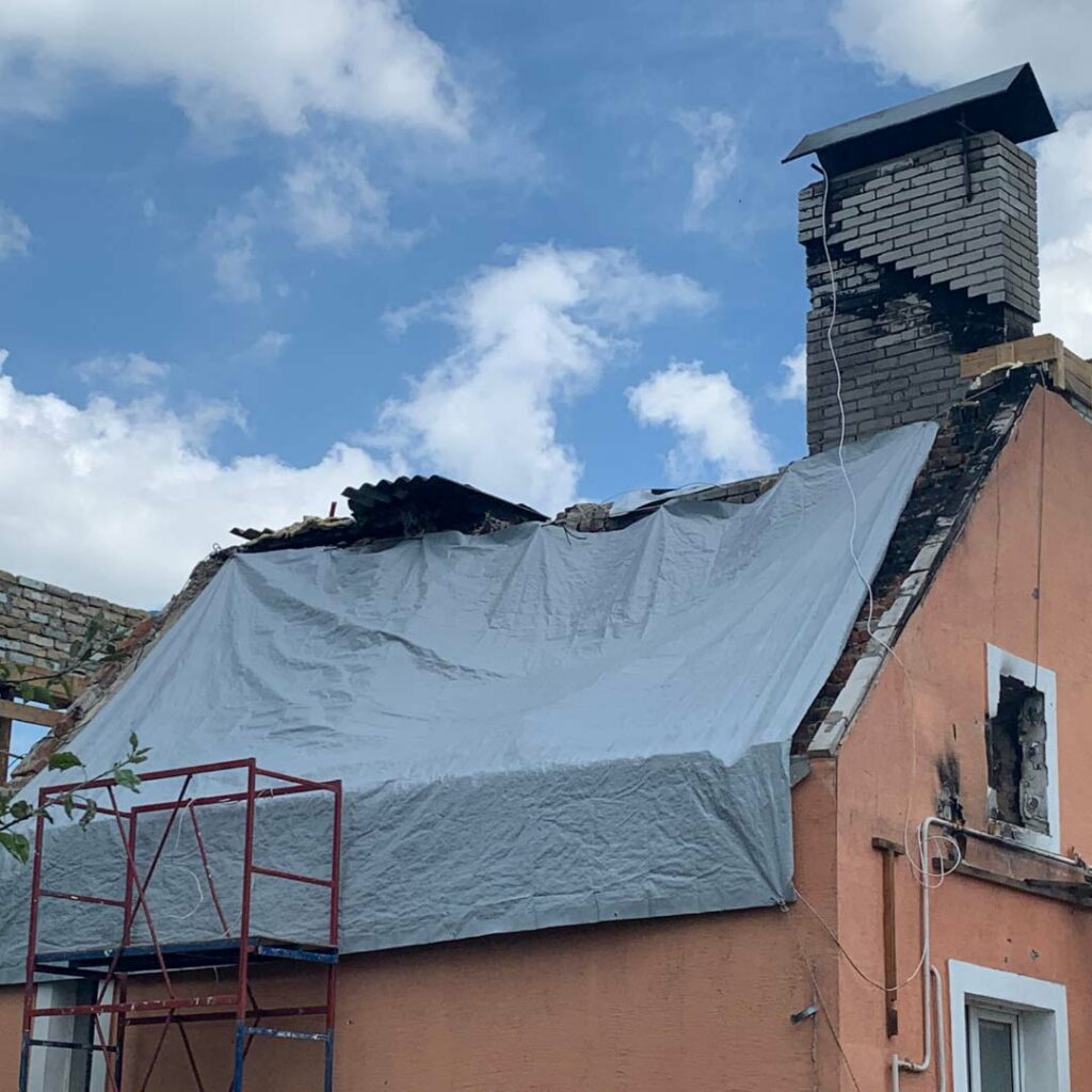 Damaged house in Ukraine