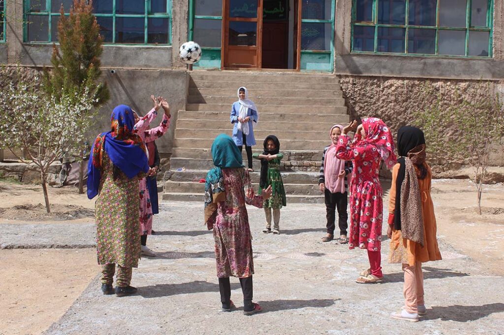Girls playing Volleyball in Bamyan